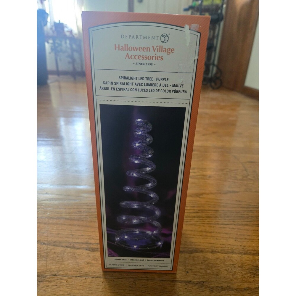 Dept 56 Halloween Village Accessory Spiralight LED Purple Tree NIB